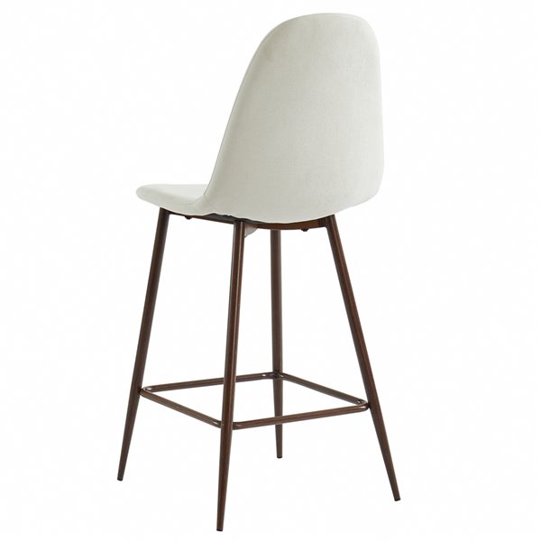 WHI Onio Contemporary Counter Stool - Beige and Walnut Legs - Set of 2