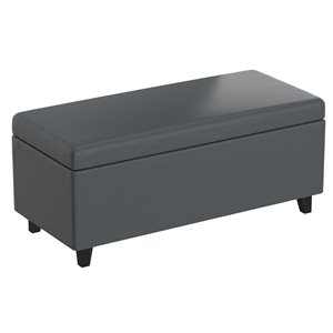 WHI Lift Top Faux Leather Cocktail Ottoman with storage - Gray - 18.25-in x 42.25-in