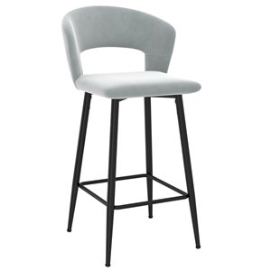 !nspire Camille Modern Upholstered Counter Stool - Light Gray - 26-in - Set of 2