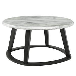 Table de salon !nspire contemporaine ronde en simili-marbre et gris foncé, 38 po x 38 po x 19 po