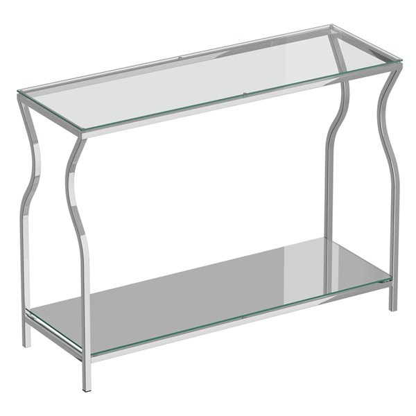 Metal Console Table Chrome, Chrome And Glass Console Table With Shelf