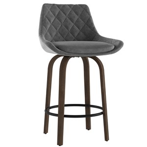 !nspire Kenzo Modern Upholstered Counter Stool - Gray - 26-in - Set of 2