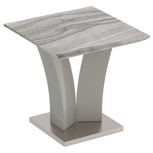 Table d'appoint !nspire contemporaine en simili-marbre, grise, 23.75 po