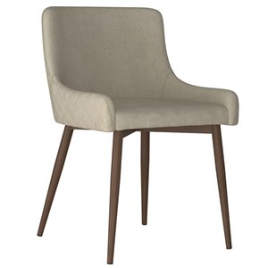 !nspire Bianca Mid Century Upholstered Side Chairs - Beige and Walnut Legs - Set of 2