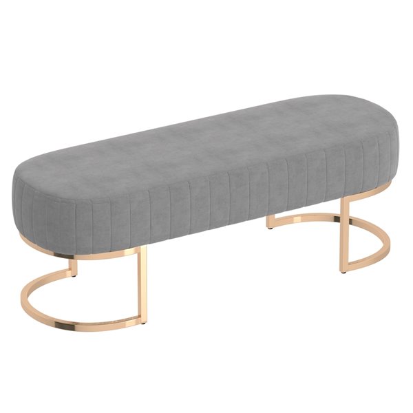 Nspire Contemporary Velvet And Metal Bench Gold And Gray 17 In X 47 In 401 534gry Gl Rona