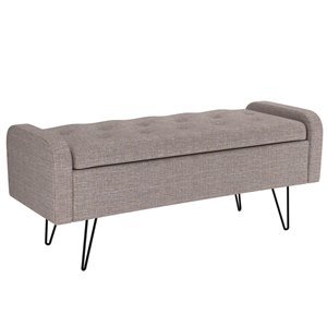 Ottomane de rangement !nspire rembourrée, beige et noir, 15.5-in x 39.5-in