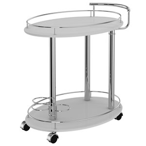 Desserte-bar WHI contemporaine à deux tablettes, grise, 29.5 po x 19 po
