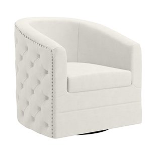 Chaise d'appoint !nspire pivotante rembourrée et revêtue de velours, ivoire