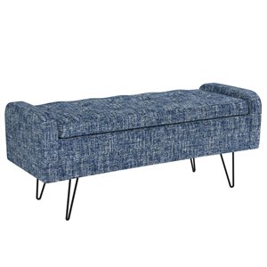 Ottomane de rangement !nspire rembourrée, bleu et noir, 15.5-in x 39.5-in