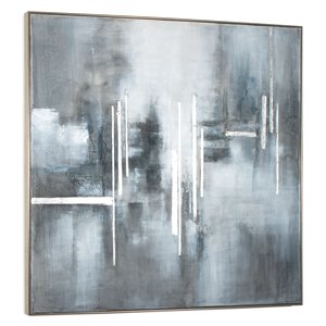 Toile décorative murale Royal Skies Gild Design House, bleu et cadre argent, 55 po x 55 po