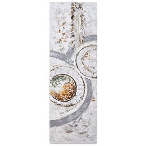 Toile murale Suite Il Gild Design House peinte à la main, verts pastel/rouges/feuilles d'argent, 72 po x 24 po