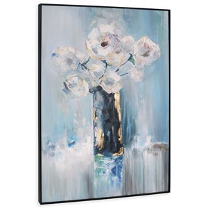Toile décorative murale Gild Design House, fleurs bleues, 62 po x 42 po