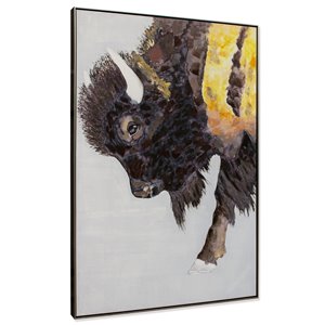 Toile décorative murale avec buffle Far West Gild Design House, brun et noir, 60 po x 41 po