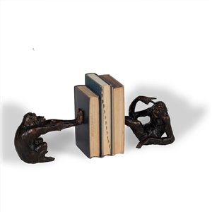 Serre-livres singes décoratifs Gild Design House Mischievous, bronze antique