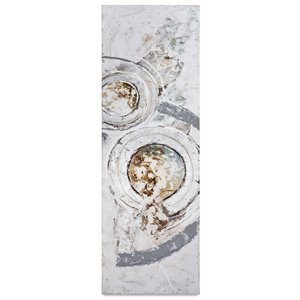 Toile murale Suite I Gild Design House peinte à la main, verts pastel/rouges/feuilles d'argent, 72 po x 24 po