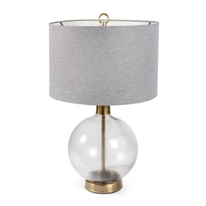 Lampe de table Gild Design House Kadir, grise et base en verre, 23 po