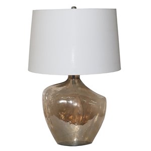 Lampe de table Gild Design House Mabyn, base en verre et abat-jour blanc, 28 po