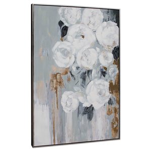 Gild Design House Wall Art - White Flowers - Gray and Black - 49-in x 33-in