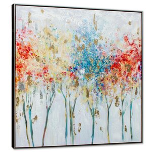 Toile décorative murale Arbres d'automne Gild Design House, multicolore et cadre noir, 40 po x 40 po