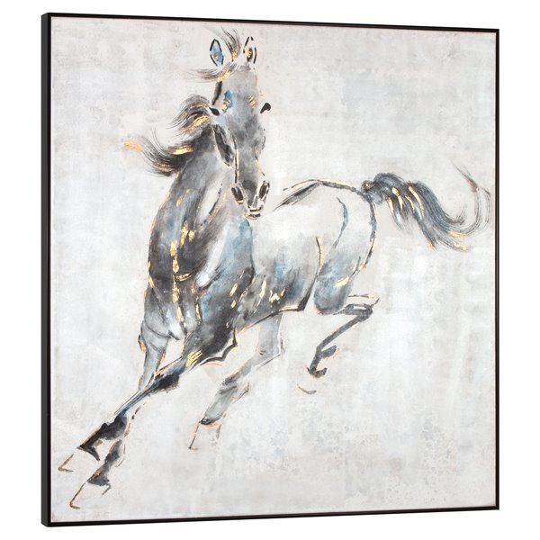 Gild Design House Prancing Stallion Horse Wall Art - Blue and Black - 50-in x 50-in