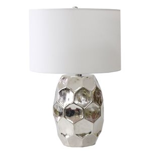 Lampe de table Gild Design House Japhy, argent et abat-jour argent, 25 po