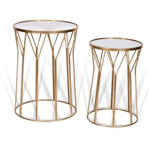 Tables d'appoint Karrissa Gild Design House, or et dessus en miroir, ens. de 2