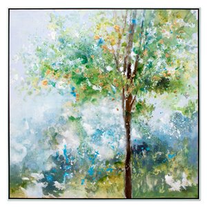 Toile décorative murale Arbres de printemps Gild Design House, cadre noir, 47 po x 47 po