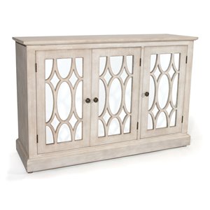 Gild Design House Carina Mirrored Sideboard - 3-Door - White/Gray - 32-in x 47-in
