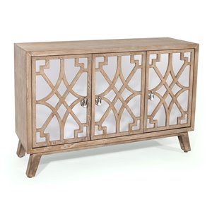 Buffet avec portes miroir Emma Gild Design House, brun clair, 30 po x 47 po