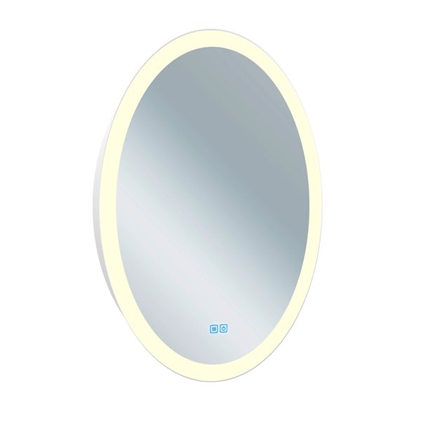 CWI Lighting Agostino Oval Mirror with LED Light - 22-in x 30-in - Matte White