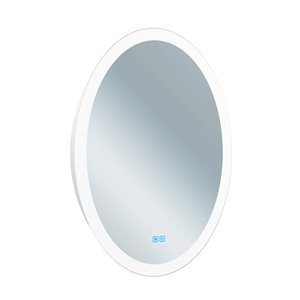 CWI Lighting Agostino Oval Mirror with LED Light - 22-in x 30-in - Matte White