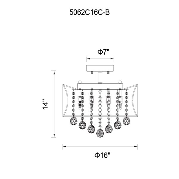 CWI Lighting Radiant Flush-Mount Light - 6-Light - Chrome/Blush