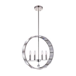 CWI Lighting Squill 4-Light Down Chandelier with Polished Nickel finish - 20-in x 23-in