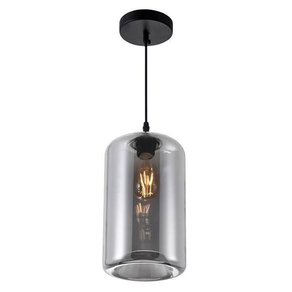 CWI Lighting Glass Mini Pendant Light - 1-Light - 7-in - Smoke Glass