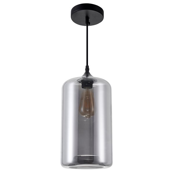 CWI Lighting Glass Mini Pendant Light - 1-Light - 7-in - Smoke Glass