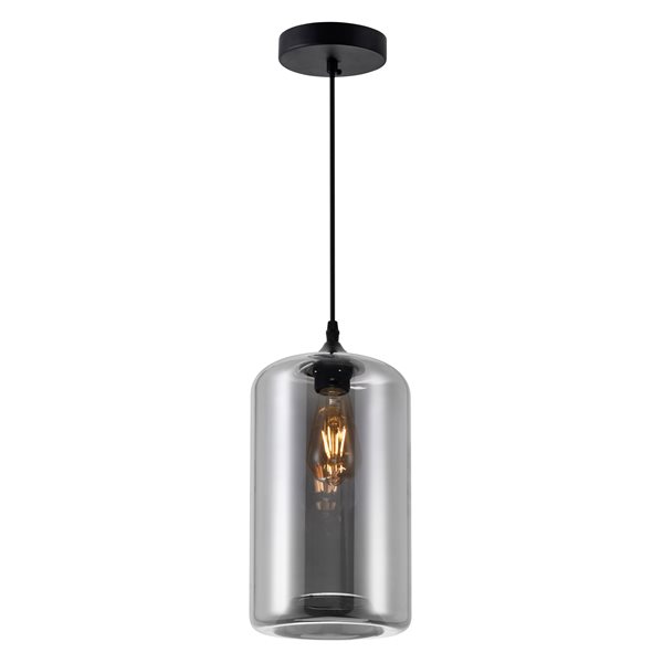 CWI Lighting Glass Mini Pendant Light - 1-Light - 7-in - Smoke Glass