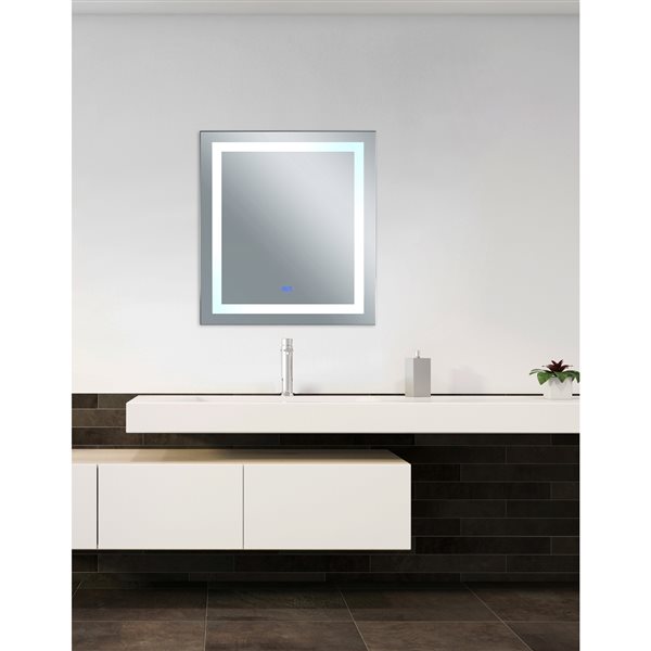 CWI Lighting Abril Rectangular Mirror with LED Light - 40-in x 36-in - Matte White