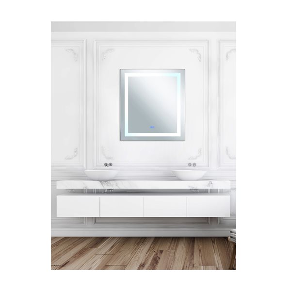 CWI Lighting Abril Rectangular Mirror with LED Light - 40-in x 36-in - Matte White