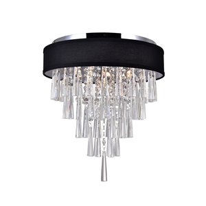 CWI Lighting Franca Flush-Mount Light - 4-Light - Chrome/Black