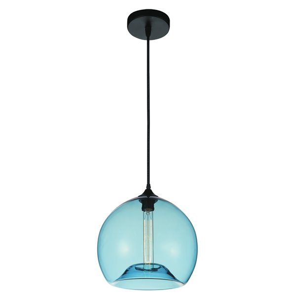 CWI Lighting Glass Mini Pendant Light - 1-Light - 12-in - Blue