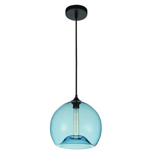 CWI Lighting Glass Mini Pendant Light - 1-Light - 12-in - Blue