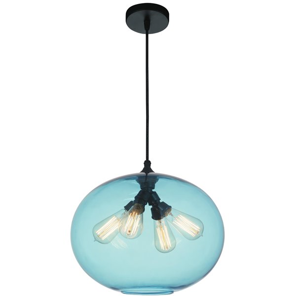 CWI Lighting Glass Pendant Light - 4-Light - Transparent Blue