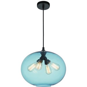 CWI Lighting Glass Pendant Light - 4-Light - Transparent Blue