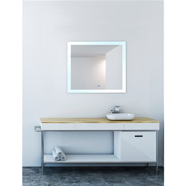 CWI Lighting Abigail Rectangular Mirror with LED Light - 40-in x 36-in - Matte White