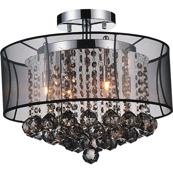 CWI Lighting Radiant Flush-Mount Light - 6-Light - Chrome/Smoke/Black