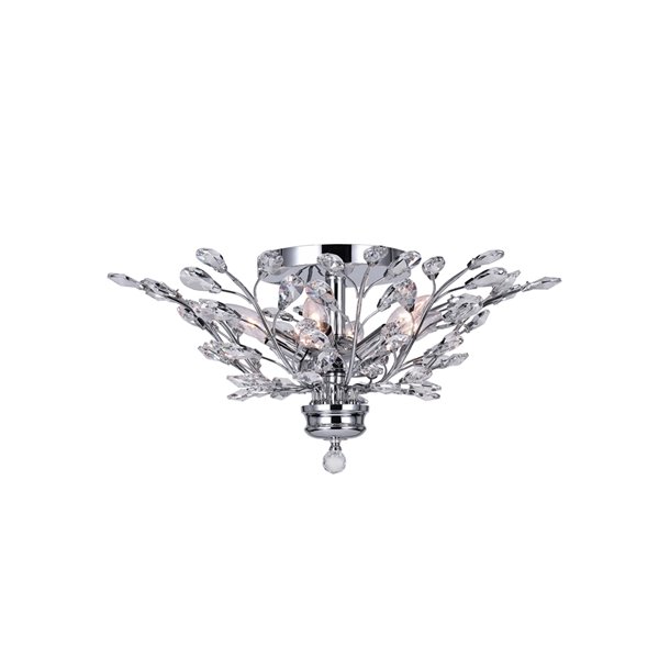 CWI Lighting Ivy 3-Light Drum Shade Flush-Mount Light with Chrome Finish