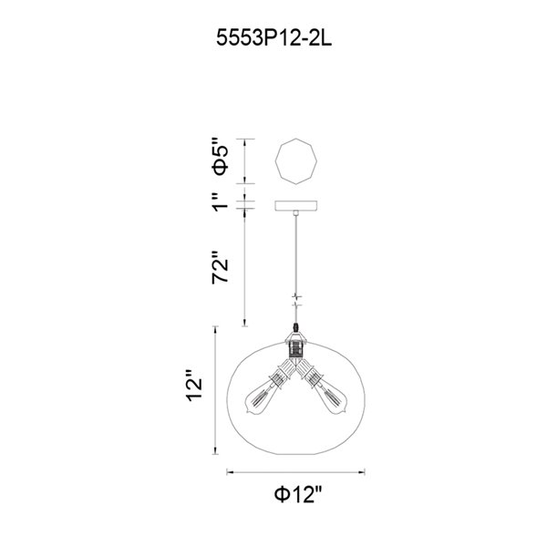 CWI Lighting Glass Mini Pendant Light - 2-Light - Transparent