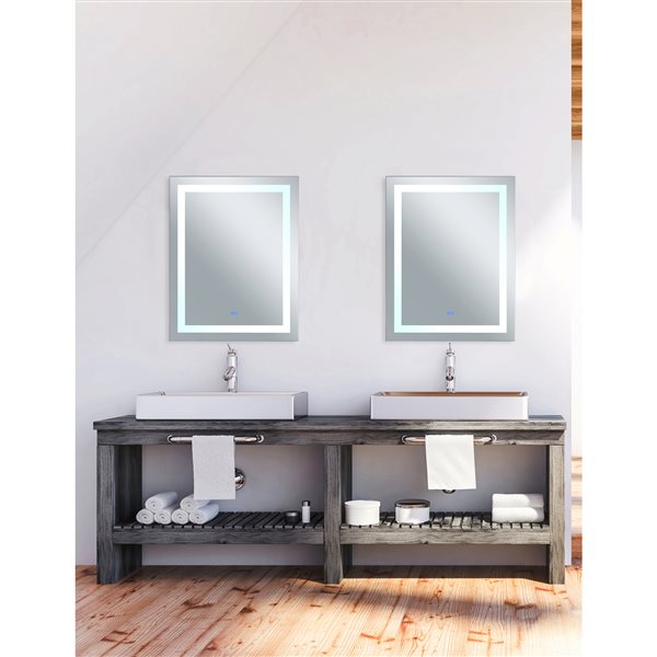 CWI Lighting Abigail Rectangular Mirror with LED Light - 40-in - Matte White