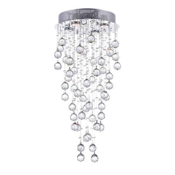 CWI Lighting Rain Drop 4-Light Flush-Mount Light with Chrome Finish