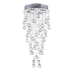 CWI Lighting Rain Drop 4-Light Flush-Mount Light with Chrome Finish